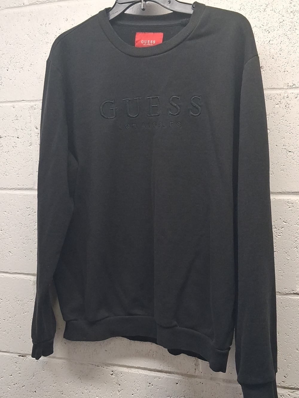 GUESS Men's Black Embroidered Logo Sweatshirt